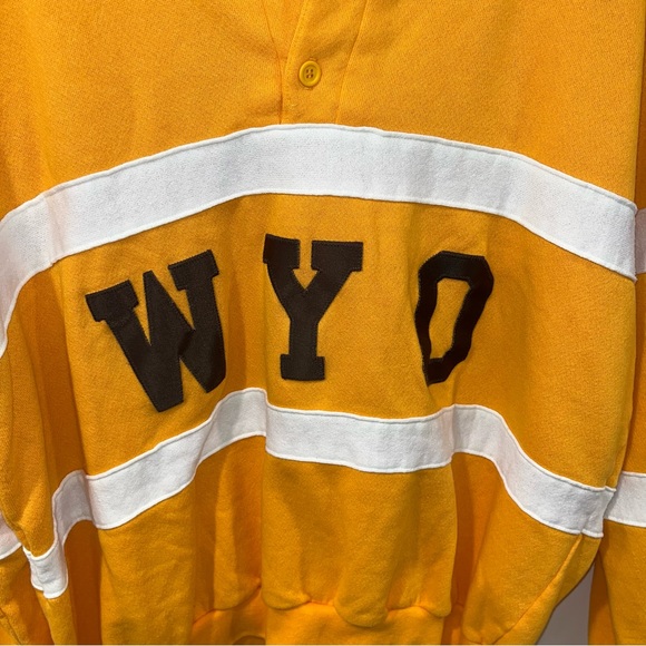 Vintage Chalk Line WYO Sweatshirt yellow/white mens Sz XL polo neck made in USA - Picture 3 of 8